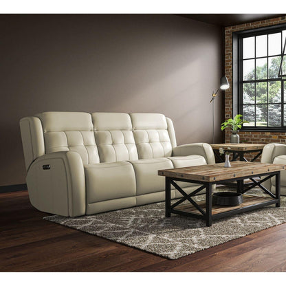 Canapé inclinable électrique en cuir Grant 87 avec appuie-têtes électriques par Flexsteel