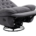 Fauteuil inclinable pivotant à 360° en chenille surdimensionnée grise avec repose-pieds allongé