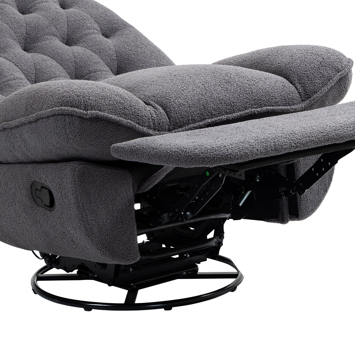 Fauteuil inclinable pivotant à 360° en chenille surdimensionnée grise avec repose-pieds allongé