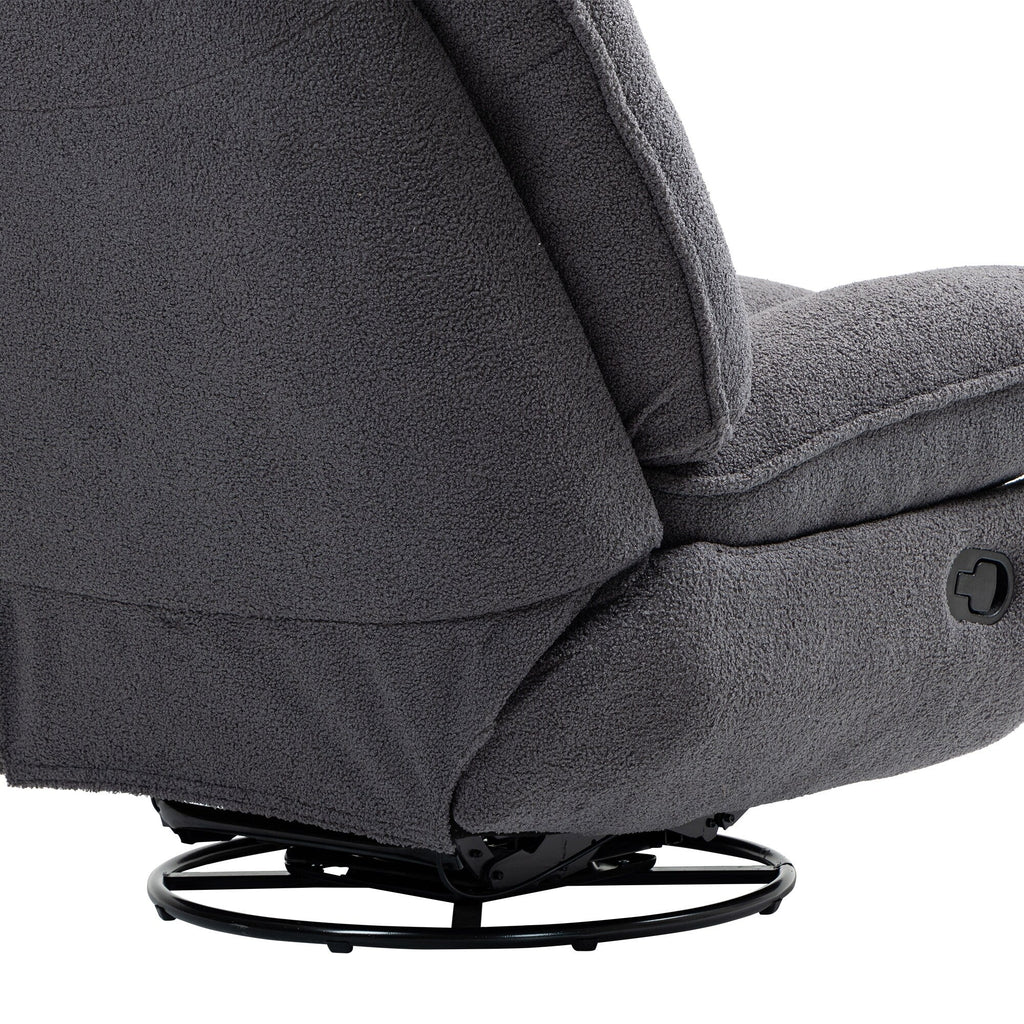 Fauteuil inclinable pivotant à 360° en chenille surdimensionnée grise avec repose-pieds allongé