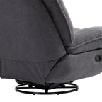 Fauteuil inclinable pivotant à 360° en chenille surdimensionnée grise avec repose-pieds allongé