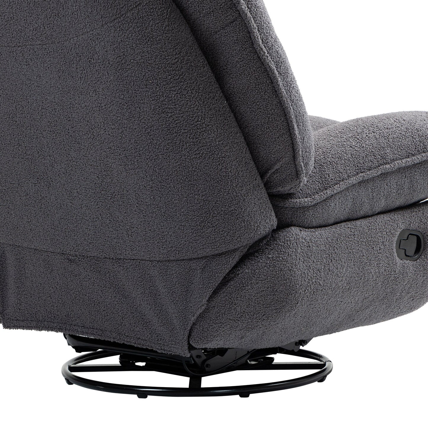Fauteuil inclinable pivotant à 360° en chenille surdimensionnée grise avec repose-pieds allongé