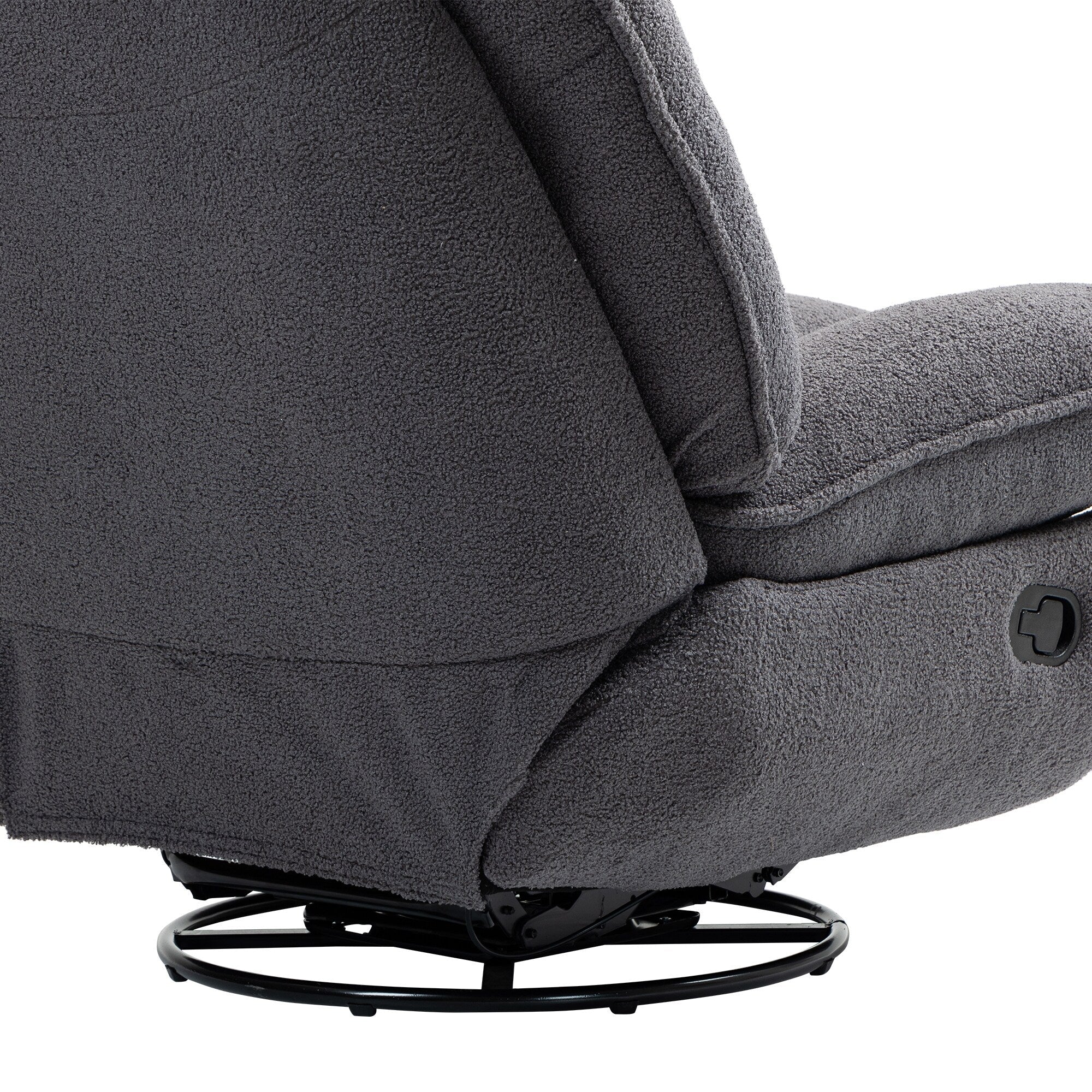 Fauteuil inclinable pivotant à 360° en chenille surdimensionnée grise avec repose-pieds allongé