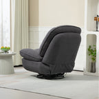 Fauteuil inclinable pivotant à 360° en chenille surdimensionnée grise avec repose-pieds allongé