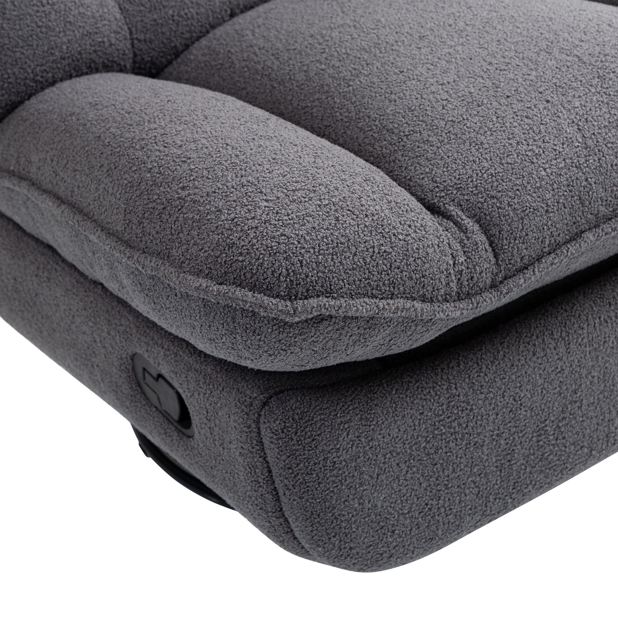Fauteuil inclinable pivotant à 360° en chenille surdimensionnée grise avec repose-pieds allongé