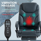 Fauteuil de bureau inclinable pivotant à 360° en cuir synthétique gris avec massage par vibrations, chauffage lombaire, repose-pieds et hauteur réglable