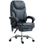 Fauteuil de bureau inclinable pivotant à 360° en cuir synthétique gris avec massage par vibrations, chauffage lombaire, repose-pieds et hauteur réglable