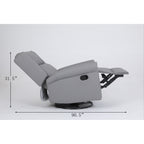 Fauteuil inclinable manuel pivotant à 360° en cuir synthétique gris avec dossier et repose-pieds réglables, décoration cloutée