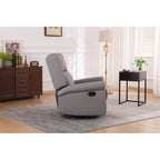 Fauteuil inclinable manuel pivotant à 360° en cuir synthétique gris avec dossier et repose-pieds réglables, décoration cloutée