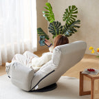 Fauteuil inclinable pivotant à 360° rembourré gris avec support pour téléphone portable et appui-tête réglable