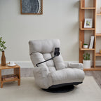 Fauteuil inclinable pivotant à 360° rembourré gris avec support pour téléphone portable et appui-tête réglable