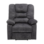 Fauteuil inclinable électrique rembourré en velours gris pour personnes âgées avec massage, chauffage lombaire et poches de rangement latérales