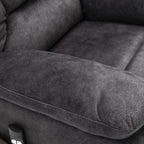 Fauteuil inclinable électrique rembourré en velours gris pour personnes âgées avec massage, chauffage lombaire et poches de rangement latérales