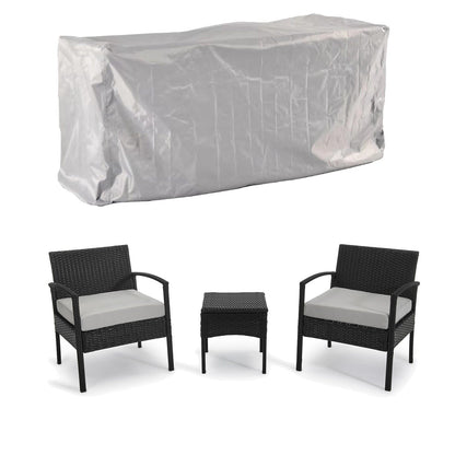 Ensemble de meubles de jardin 3 pièces, ensemble de chaises de conversation en rotin avec table d'appoint et coussins