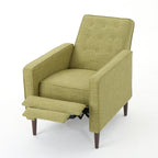 Fauteuil inclinable rembourré en tissu vert style milieu du siècle avec repose-pieds, dossier capitonné et pieds en hêtre