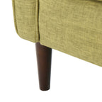Fauteuil inclinable rembourré en tissu vert style milieu du siècle avec repose-pieds, dossier capitonné et pieds en hêtre