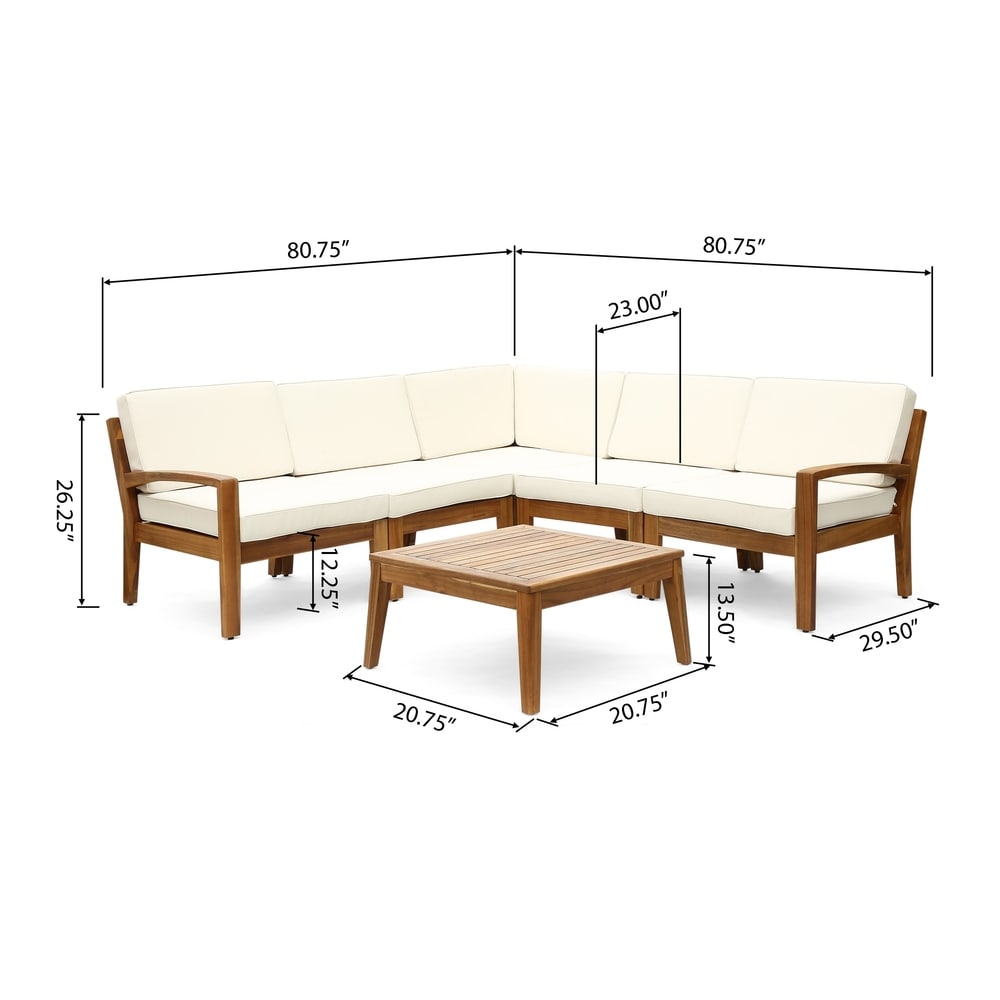 Ensemble de canapés d'extérieur sectionnels 6 pièces en bois d'acacia Grenada par Christopher Knight Home