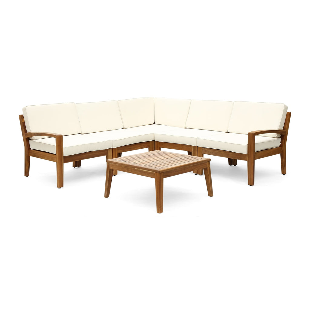 Ensemble de canapés d'extérieur sectionnels 6 pièces en bois d'acacia Grenada par Christopher Knight Home