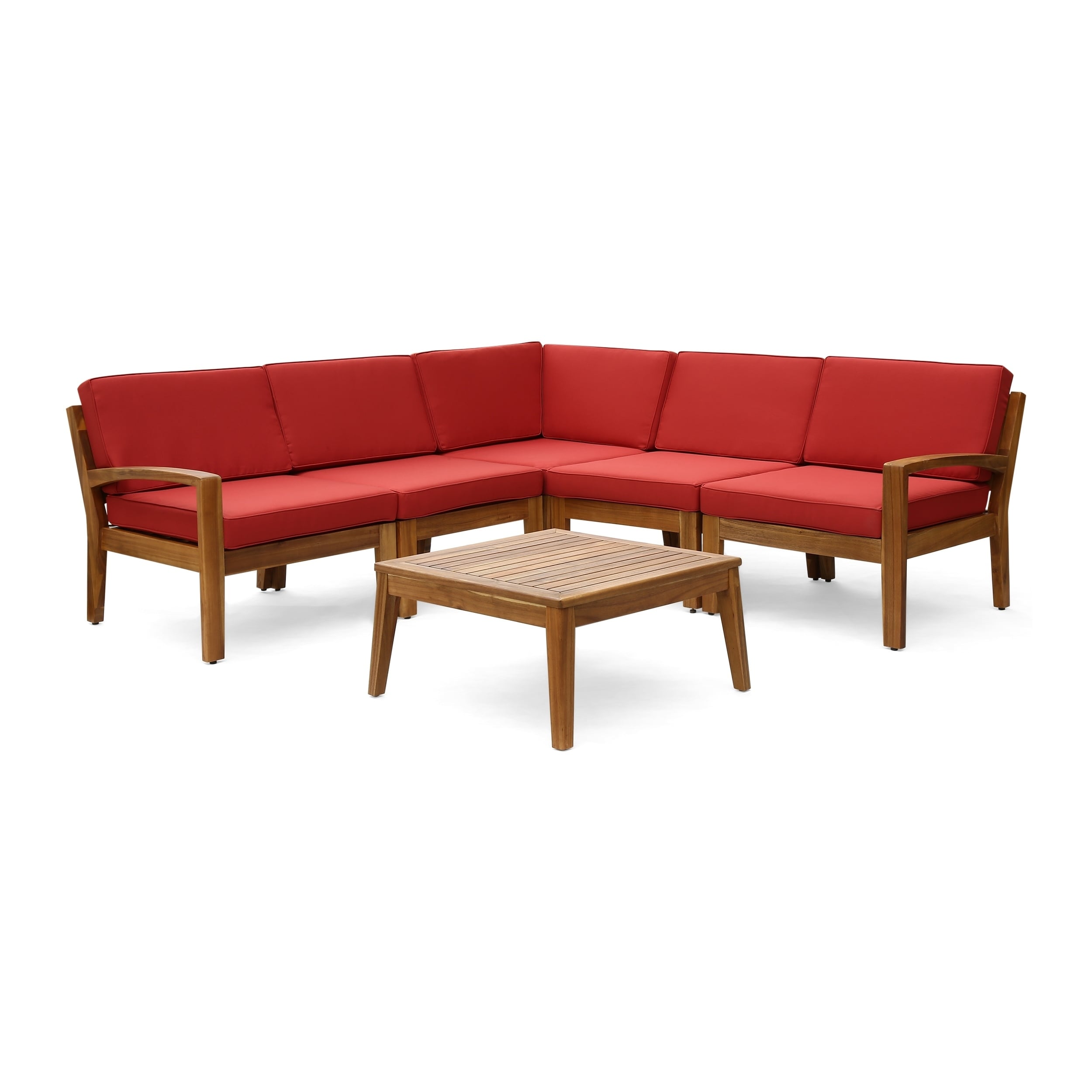Ensemble de canapés d'extérieur sectionnels 6 pièces en bois d'acacia Grenada par Christopher Knight Home