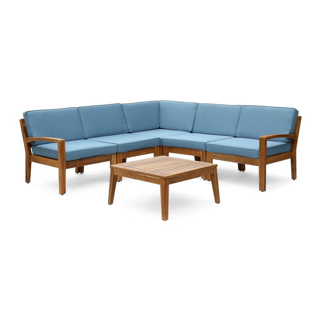 Ensemble de canapés d'extérieur sectionnels 6 pièces en bois d'acacia Grenada par Christopher Knight Home