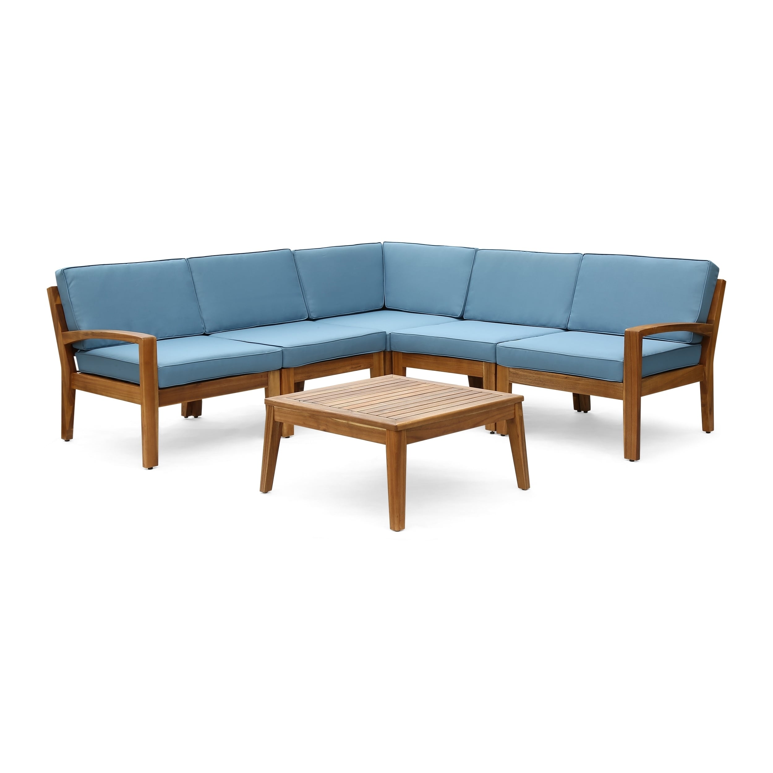 Ensemble de canapés d'extérieur sectionnels 6 pièces en bois d'acacia Grenada par Christopher Knight Home