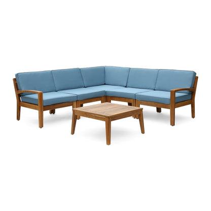 Ensemble de canapés d'extérieur sectionnels 6 pièces en bois d'acacia Grenada par Christopher Knight Home