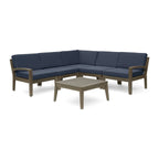 Ensemble de canapés d'extérieur sectionnels 6 pièces en bois d'acacia Grenada par Christopher Knight Home