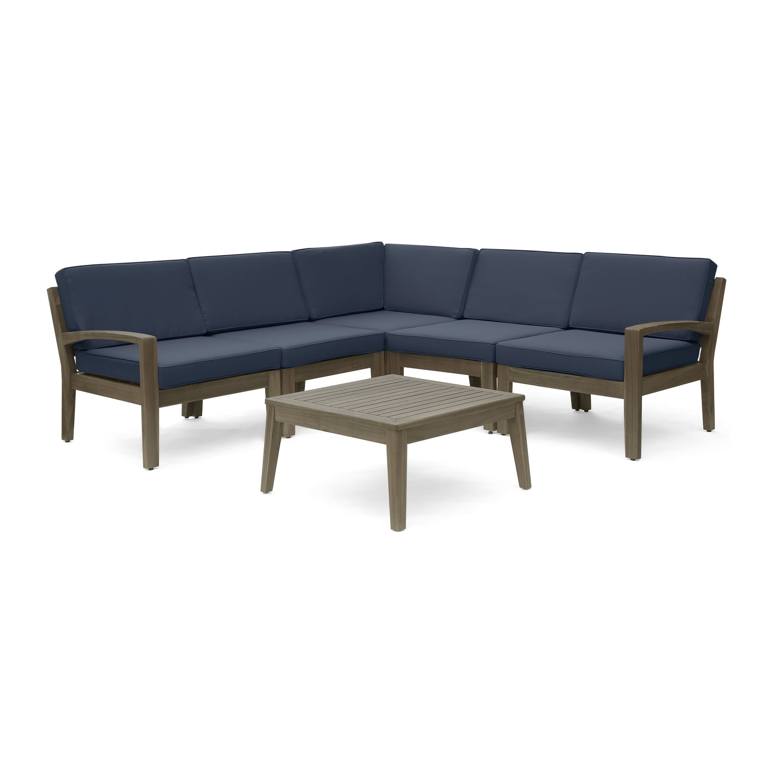 Ensemble de canapés d'extérieur sectionnels 6 pièces en bois d'acacia Grenada par Christopher Knight Home