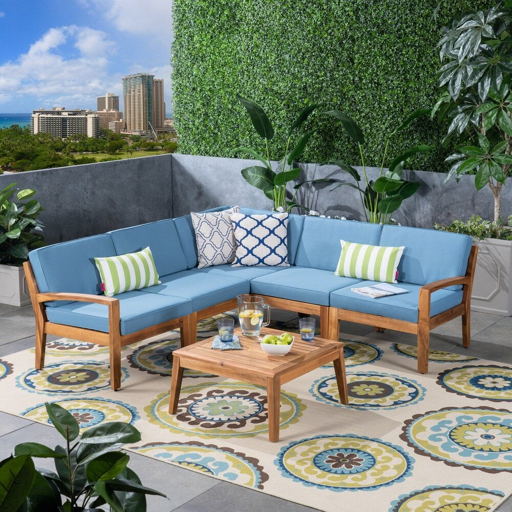 Ensemble de canapés d'extérieur sectionnels 6 pièces en bois d'acacia Grenada par Christopher Knight Home