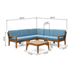 Ensemble de canapés d'extérieur sectionnels 6 pièces en bois d'acacia Grenada par Christopher Knight Home