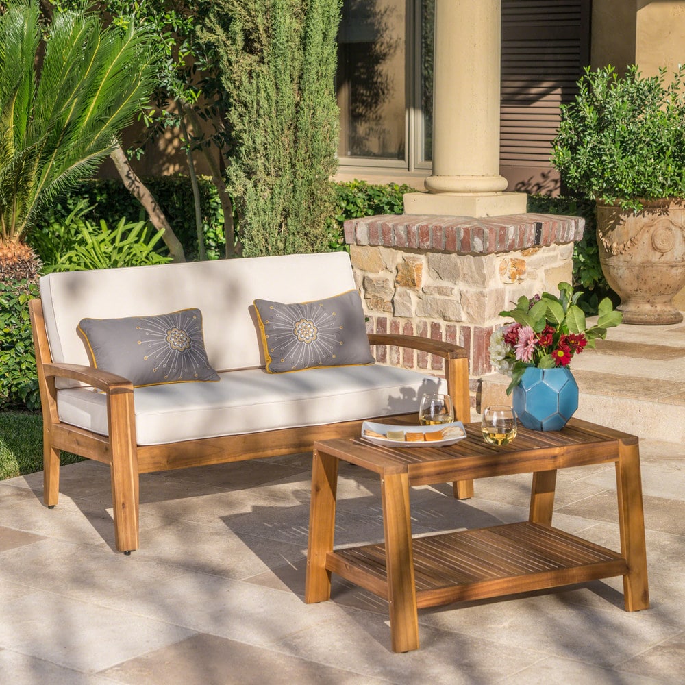 Ensemble de table basse et causeuse en acacia de Grenade par Christopher Knight Home