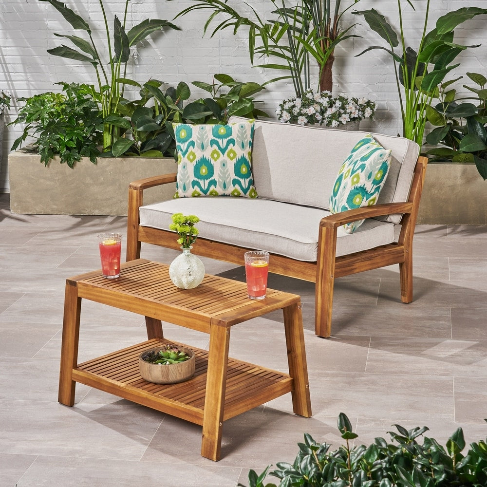 Ensemble de table basse et causeuse en acacia de Grenade par Christopher Knight Home