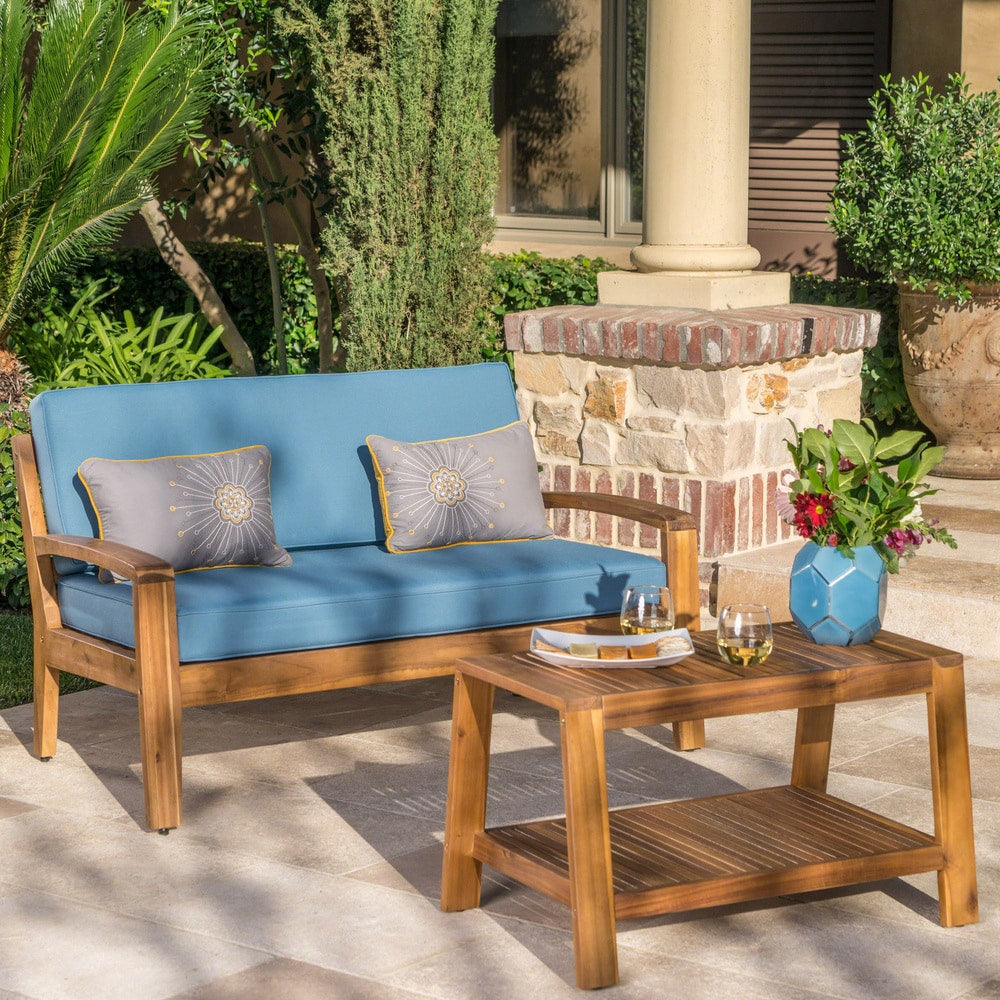 Ensemble de table basse et causeuse en acacia de Grenade par Christopher Knight Home