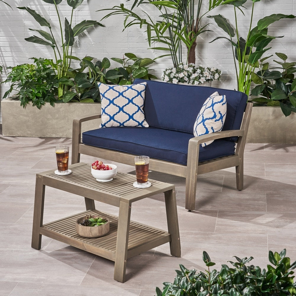 Ensemble de table basse et causeuse en acacia de Grenade par Christopher Knight Home