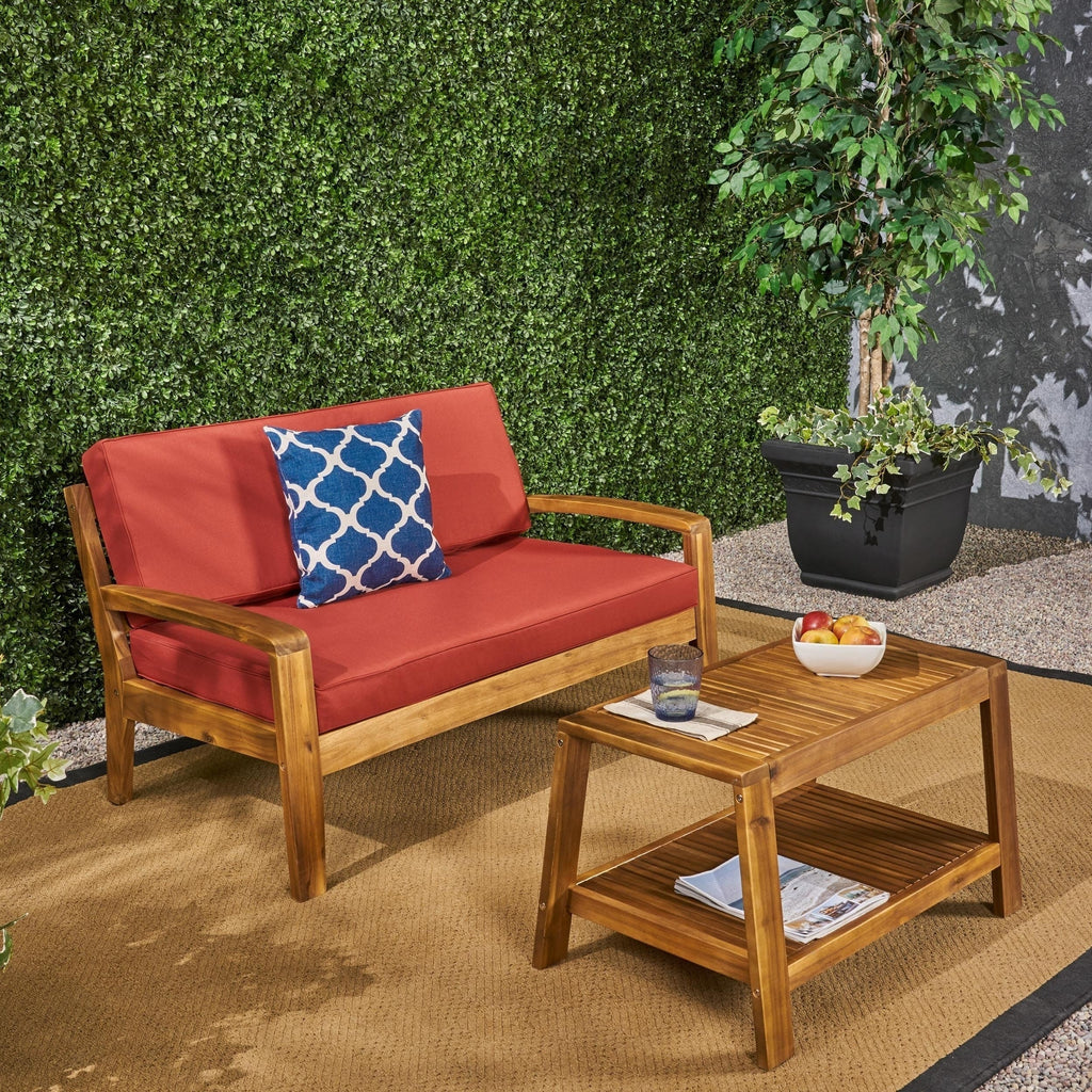 Ensemble de table basse et causeuse en acacia de Grenade par Christopher Knight Home