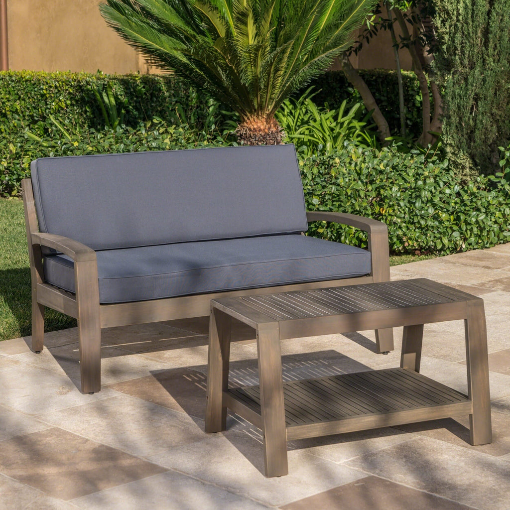 Ensemble de table basse et causeuse en acacia de Grenade par Christopher Knight Home