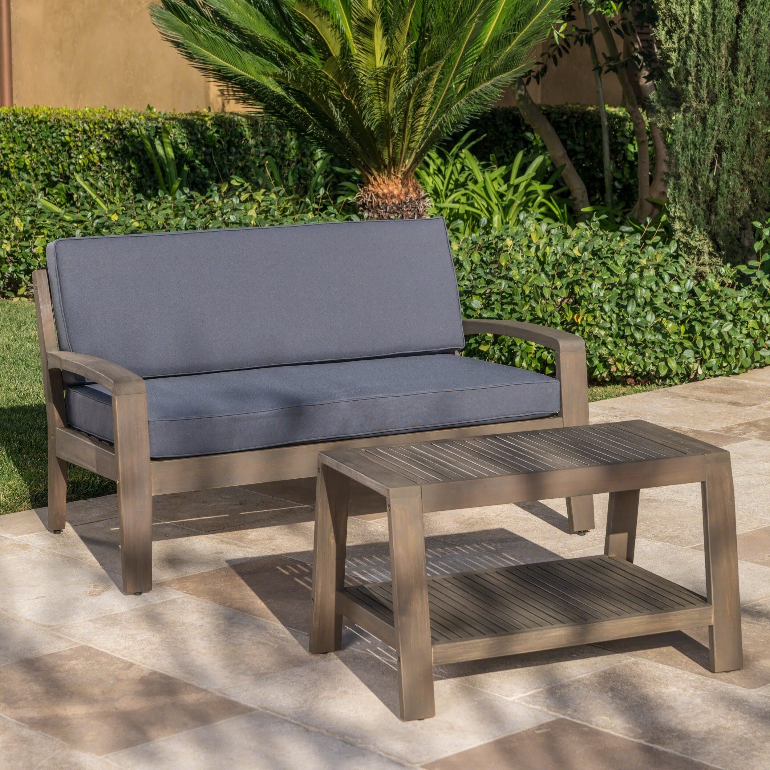 Ensemble de table basse et causeuse en acacia de Grenade par Christopher Knight Home
