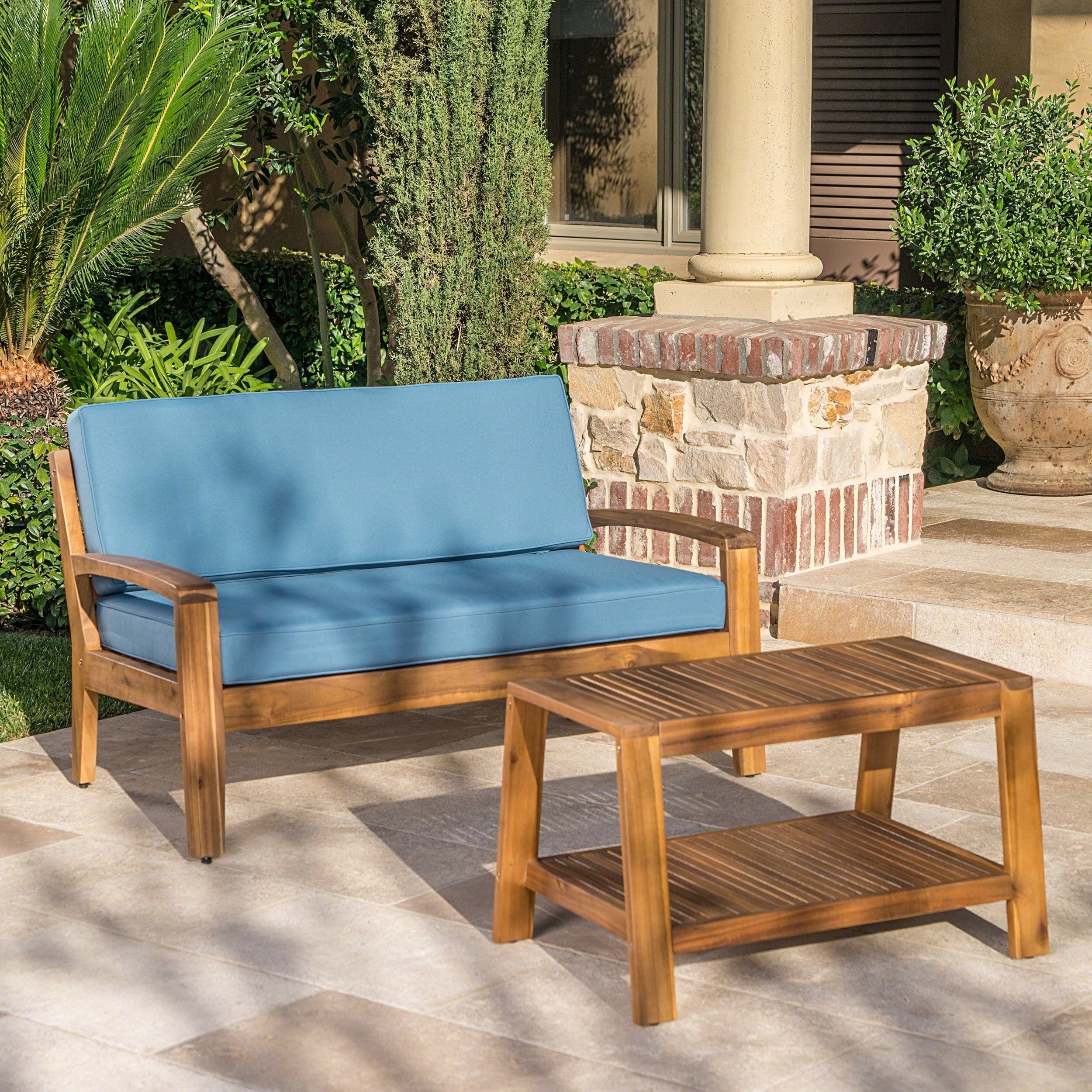 Ensemble de table basse et causeuse en acacia de Grenade par Christopher Knight Home