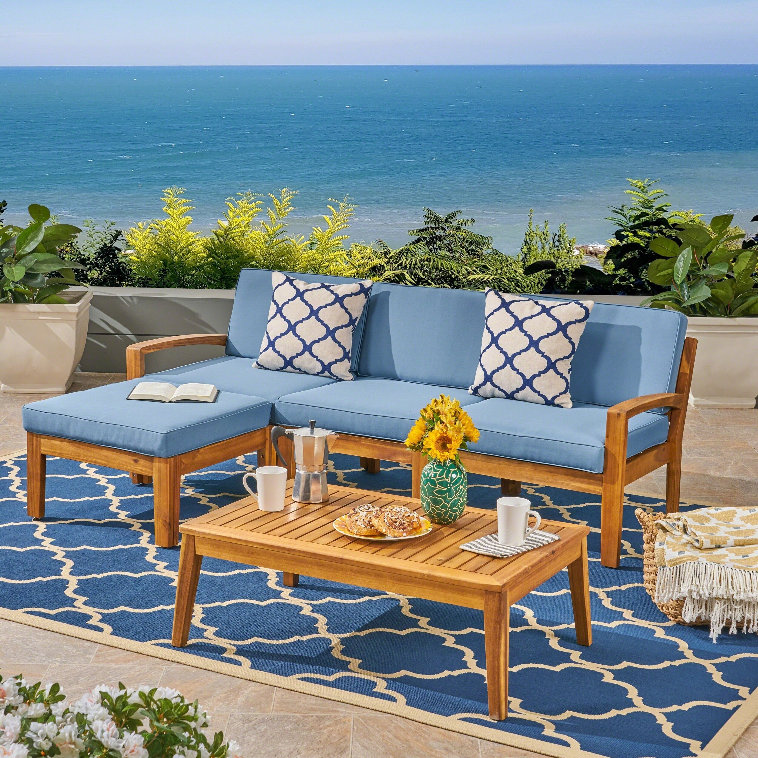 Ensemble de canapés d'extérieur en acacia Grenada par Christopher Knight Home