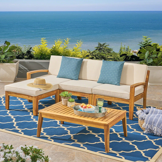 Ensemble de canapés d'extérieur en acacia Grenada par Christopher Knight Home