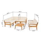 Ensemble de salon d'extérieur 7 places en bois d'acacia Grenada par Christopher Knight Home