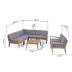Ensemble de salon d'extérieur 7 places en bois d'acacia Grenada par Christopher Knight Home