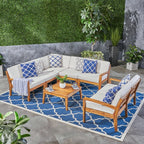 Ensemble de salon d'extérieur 7 places en bois d'acacia Grenada par Christopher Knight Home