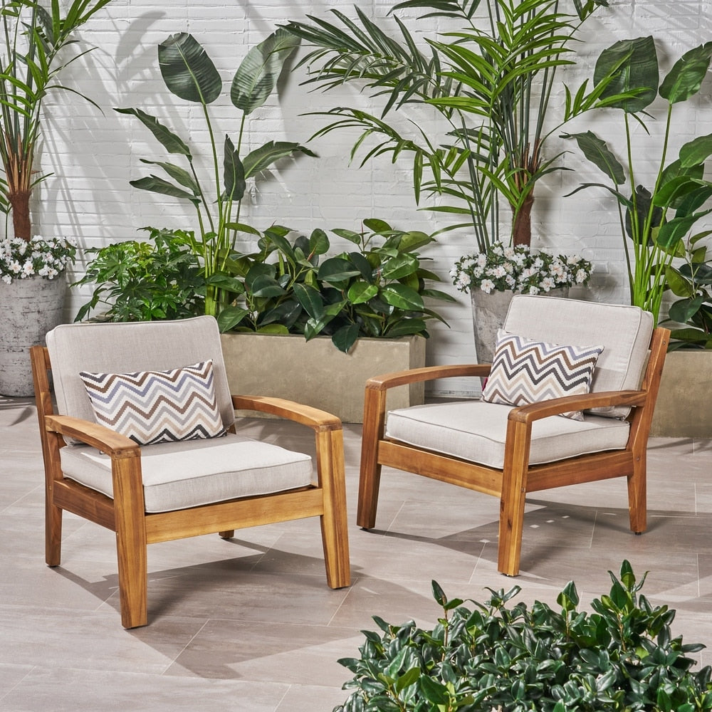 Fauteuil club d'extérieur en bois Grenada (lot de 2) par Christopher Knight Home