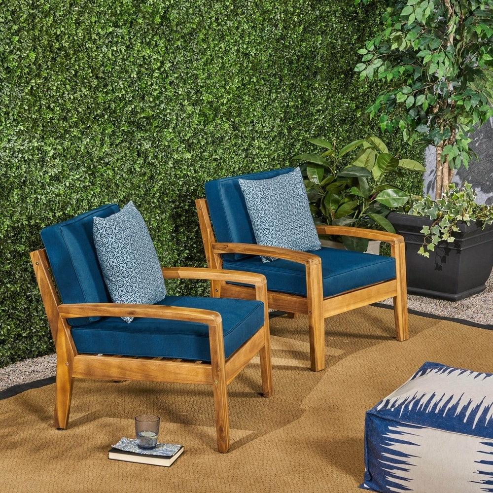 Fauteuil club d'extérieur en bois Grenada (lot de 2) par Christopher Knight Home
