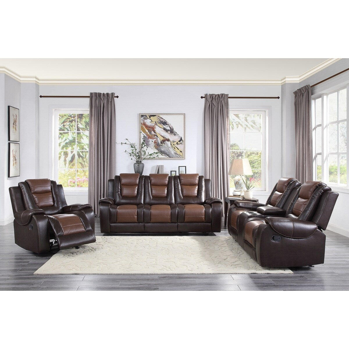 Fauteuil inclinable en similicuir marron clair et foncé de qualité supérieure Grete