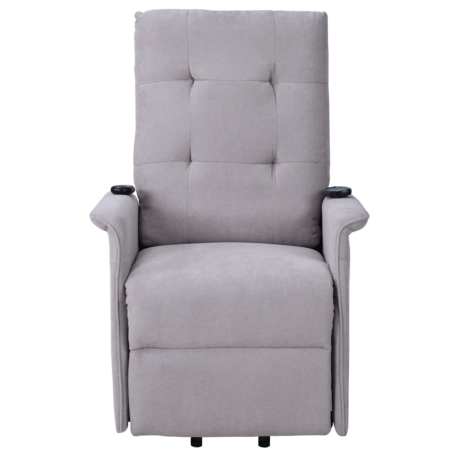 Fauteuil inclinable électrique réglable gris avec massage, coussin rembourré et télécommande pour personnes âgées