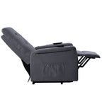 Fauteuil inclinable électrique réglable gris avec massage, coussin rembourré et télécommande pour personnes âgées