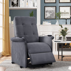 Fauteuil inclinable électrique réglable gris avec massage, coussin rembourré et télécommande pour personnes âgées