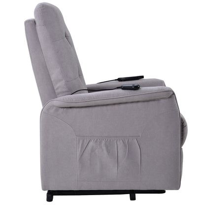 Fauteuil inclinable électrique réglable gris avec massage, coussin rembourré et télécommande pour personnes âgées
